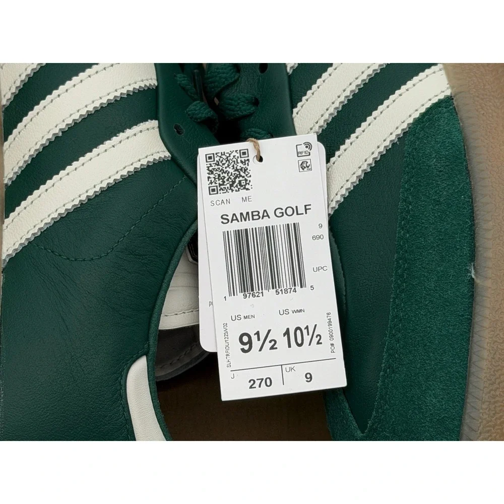 Men's Size 9.5 - Adidas Samba Spikeless Golf Collegiate Green JP8652 No Box Lid